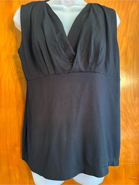 Nue Options Essentials XL Black MicroModal Sleeveless Surplice Top NWT